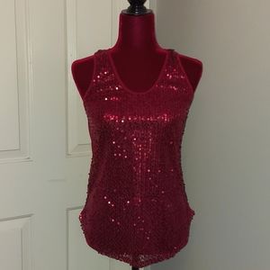 Sequin tank top raspberry color like new!